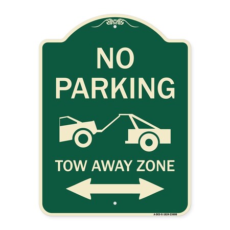 No Parking Tow-Away Zone With Bidirectional Arrow Heavy-Gauge Aluminum Architectural Sign